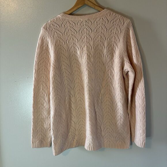 Talbots Womens Sweater Peach Beige Textured Long Sleeve Pullover Sz 1X - Picture 5 of 7